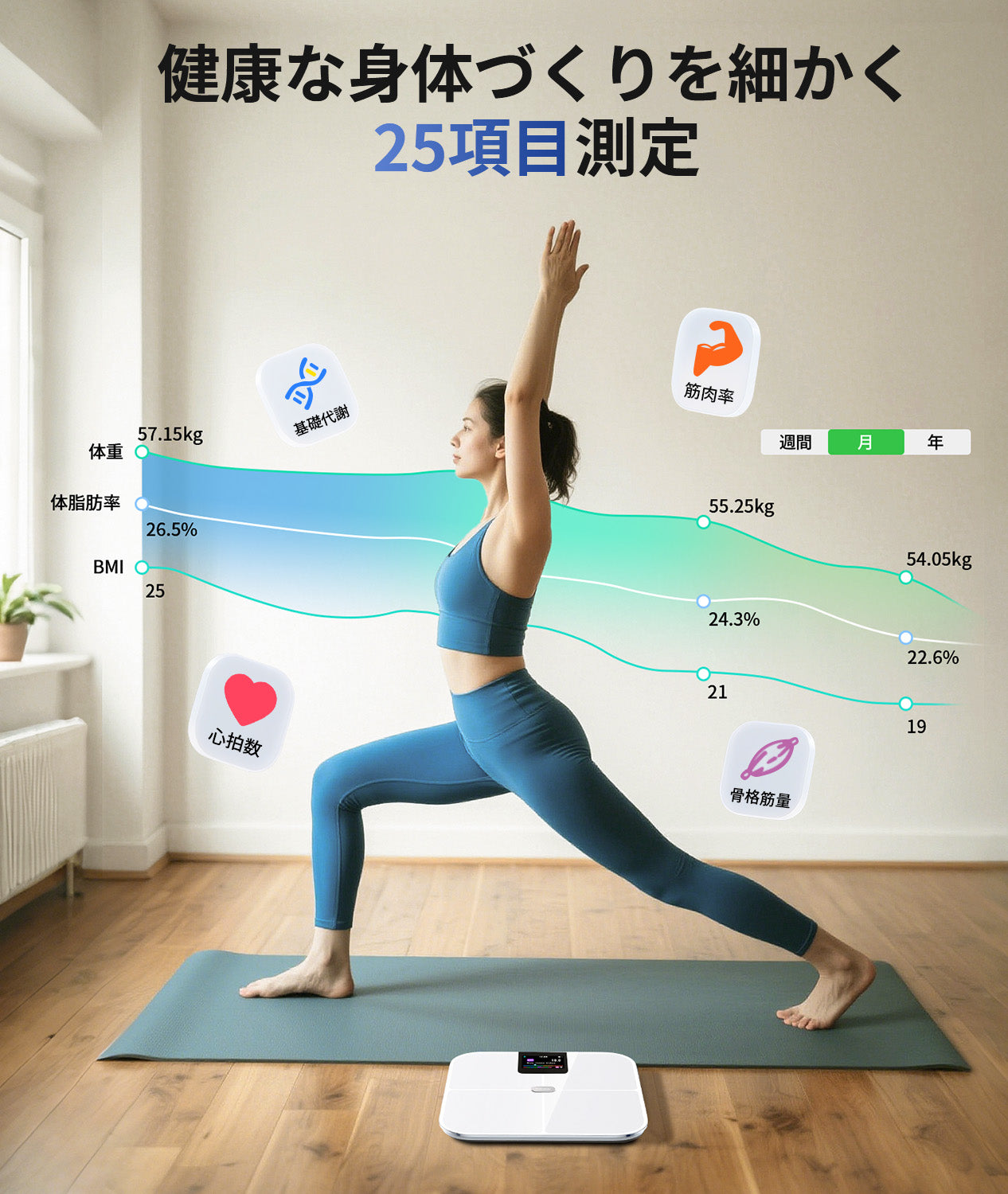 体重計CF588BLEホワイト Bluetooth対応 体組成計