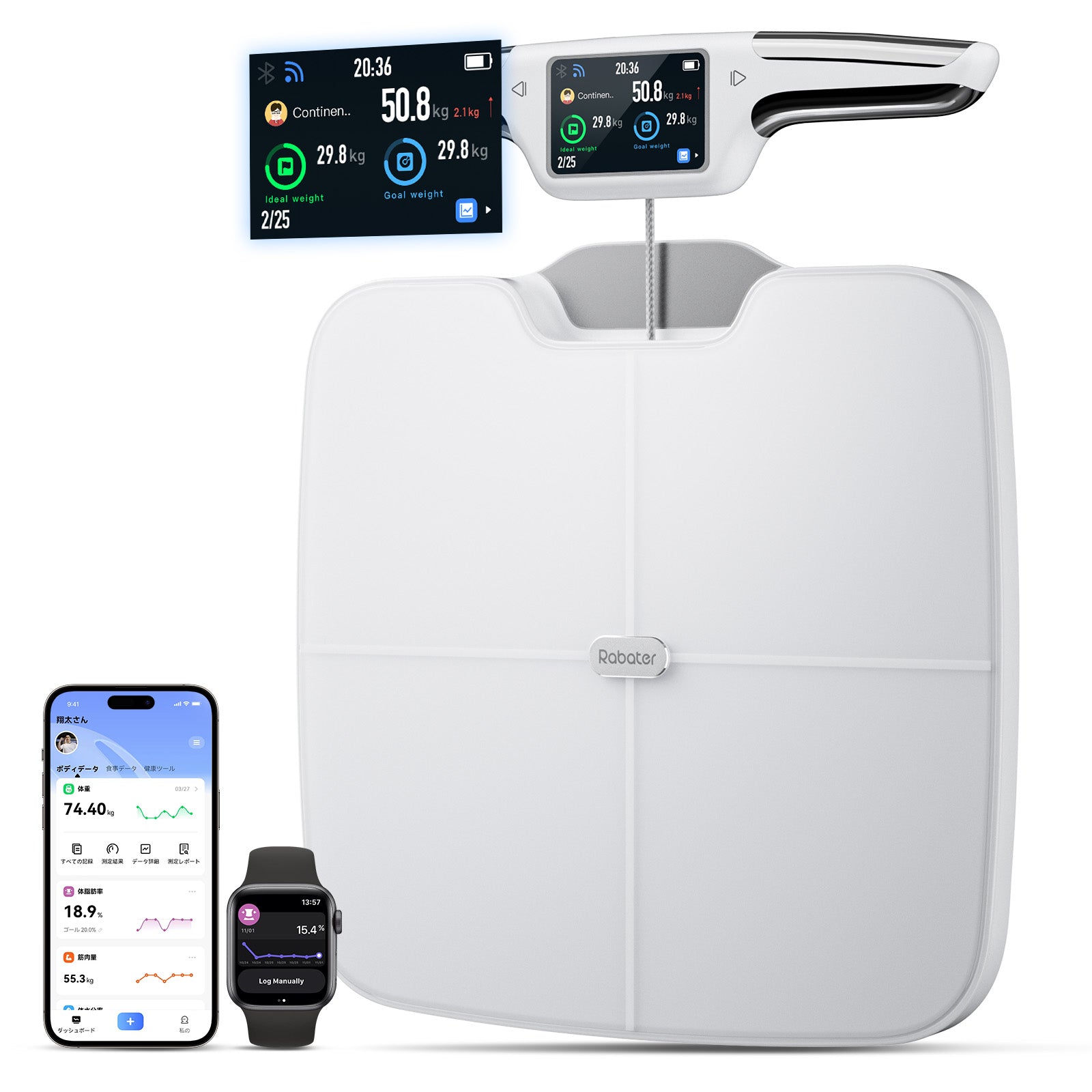 Rabater 体重計 体組成計 体脂肪計 CF577BLE+WIFI マルチ 体重計CF577BLEホワイト WIFI対応 体組成計 – Rabater